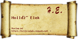 Holló Elek névjegykártya